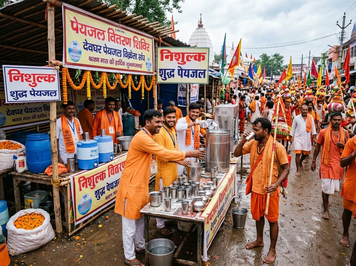 कांवड़िया तीर्थयात्रियों हेतु निशुल्क जल सेवा शिविर